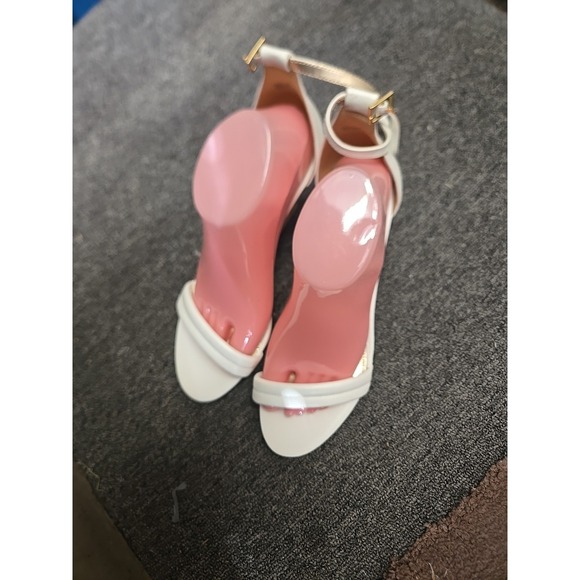 LILLY PULITZER WOMEN'S WEDGE SANDALS/SHOES JENNA 3" CORK HEEL WHITE LEATHER 9.5 - Picture 4 of 7